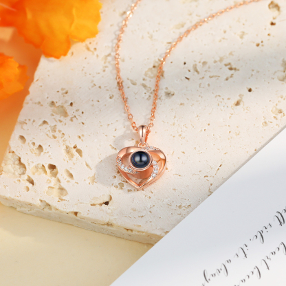 Collier Cœur Projection de Pierres 1 Photo Personnalisée Collier pour Femmes | Jessemade