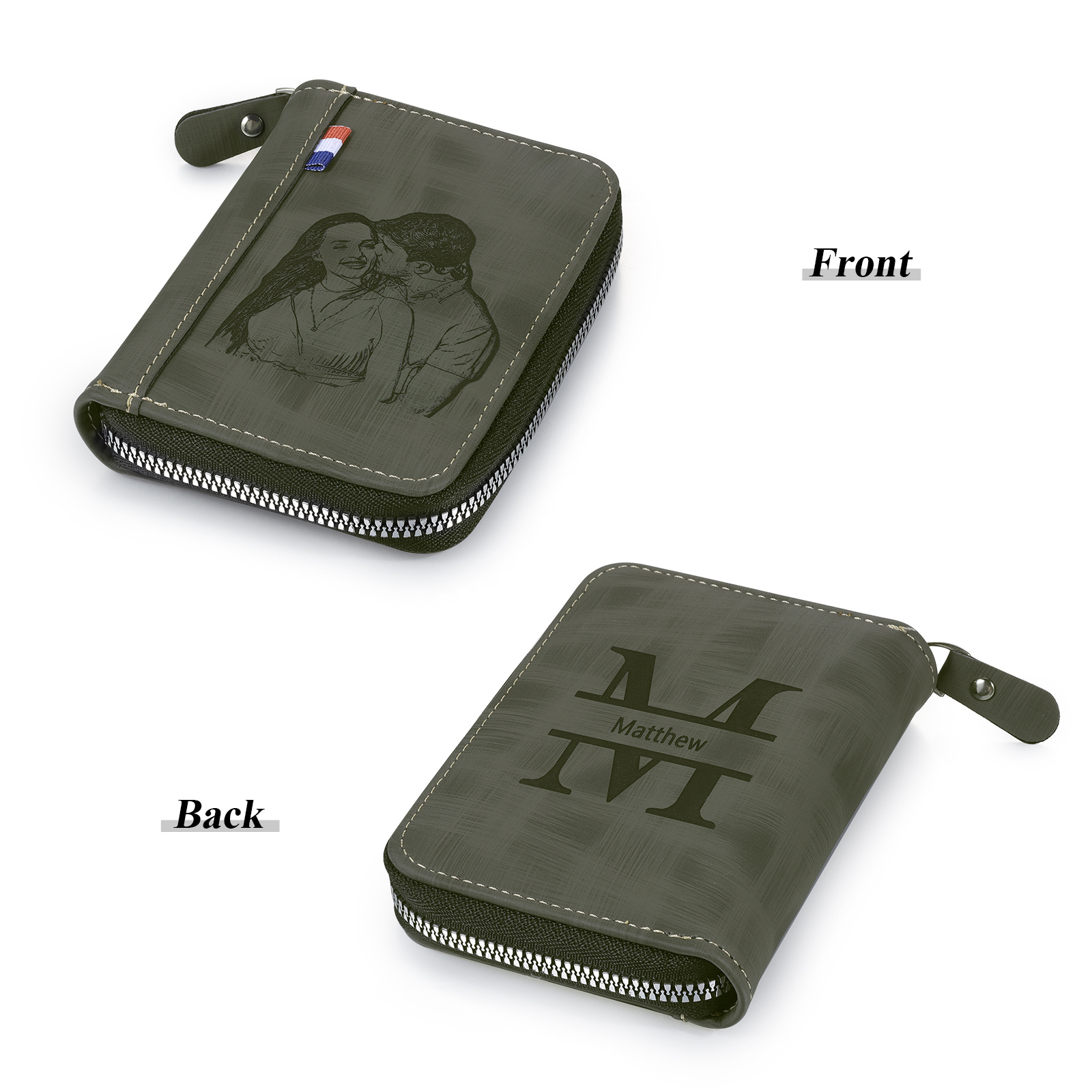 Portefeuille Classique 1 Prénom et Lettre Personnalisés avec Photo Porte-Monnaie Carte