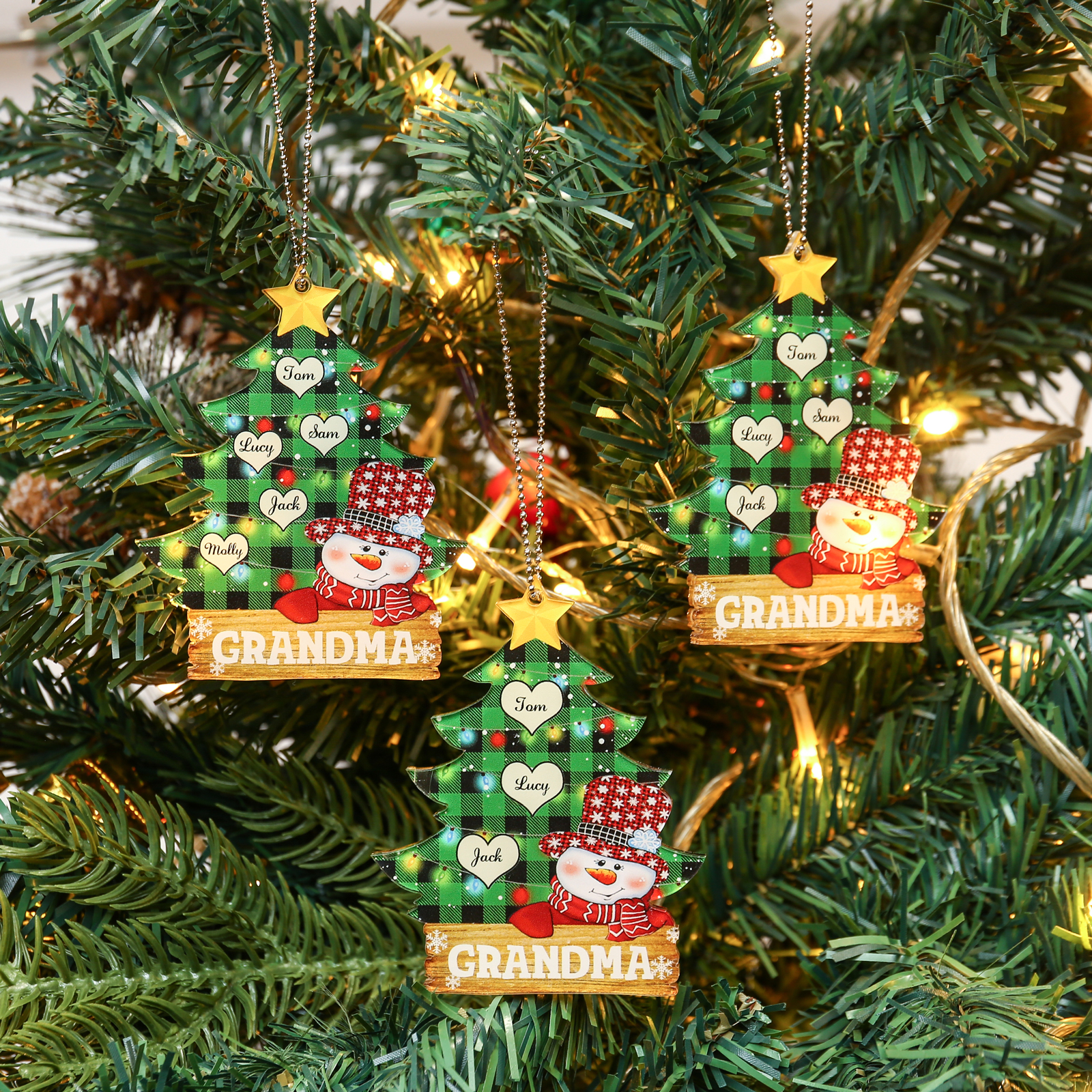 8 Décorations De Noël En Bois Personnalisables - Découpes Laser 10 Cm - Pour Sapin, étiquettes Cadeaux - Nom Gravé Possible - 7