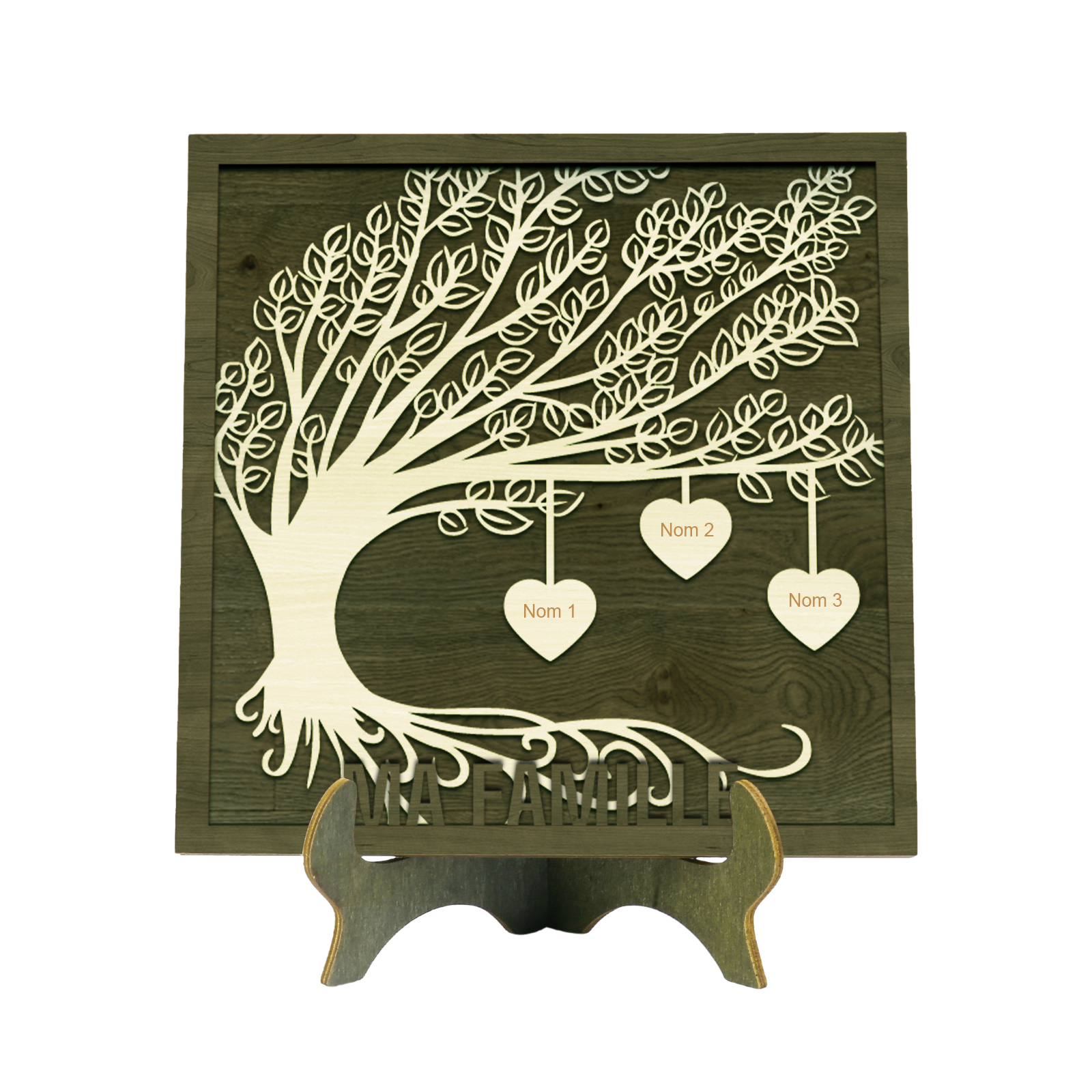 Décoration en bois Arbre de Vie 3 Prénoms Personnalisés Ornement Famille