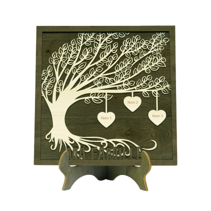 Décoration en bois Arbre de Vie 3 Prénoms Personnalisés Ornement Famille