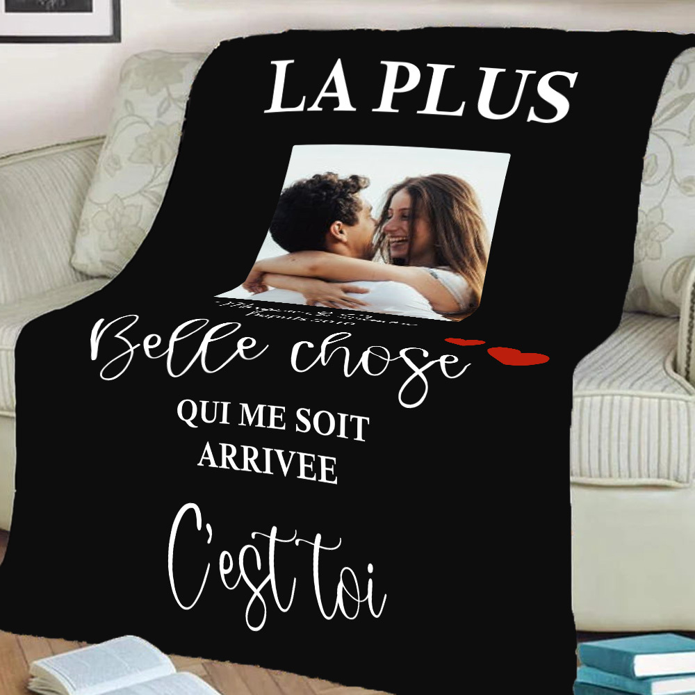 Plaid Personnalisé Prénom et Photo Personnalisés avec Texte Couverture Flanell pour Couple | Jessemade