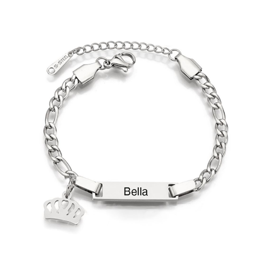 Bracelet / Cheville Gourmette Acier inoxydable Bébé Gravable 1 Prénom Personnalisé