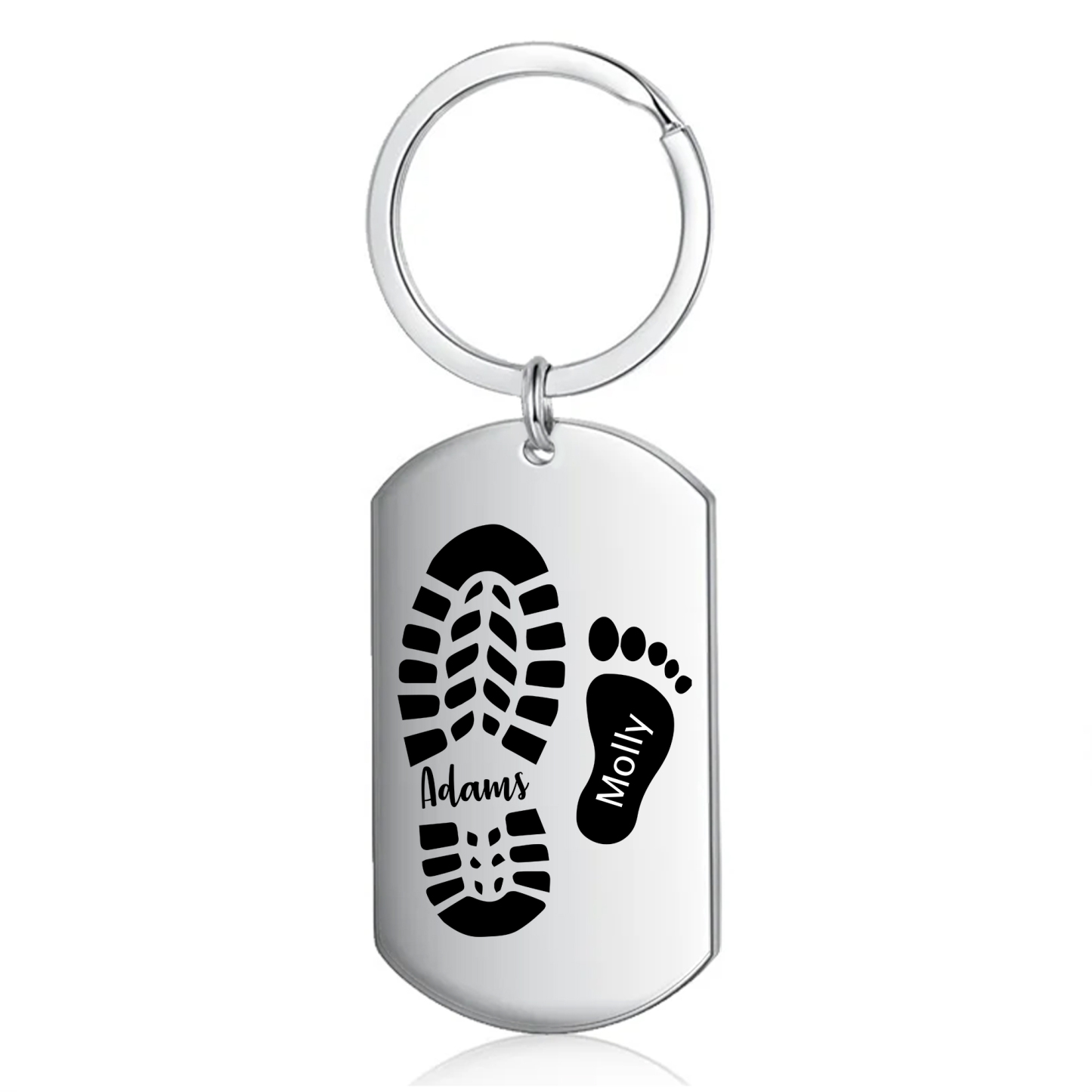 À Papa/Papi - Porte-Clés Pieds Bébé 2 Prénoms Personnalisés avec Photo pour Famille