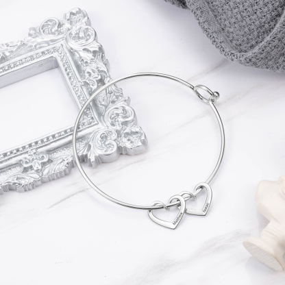 Bracelet Enfant 4 Prénoms Personnalisés avec 4 Cœur Breloques