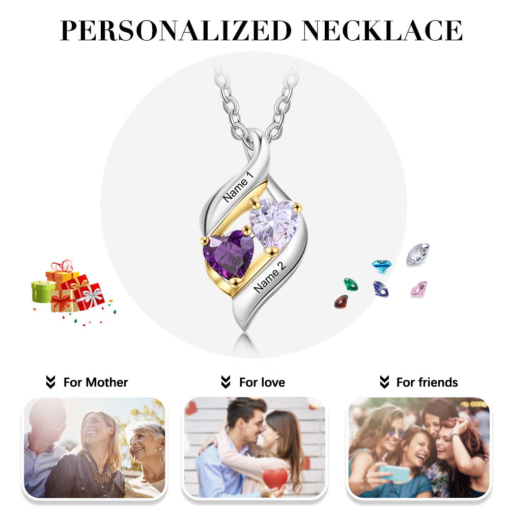 A ma fille-Collier Personnalisé 2 pierres naissance ARGENT 925