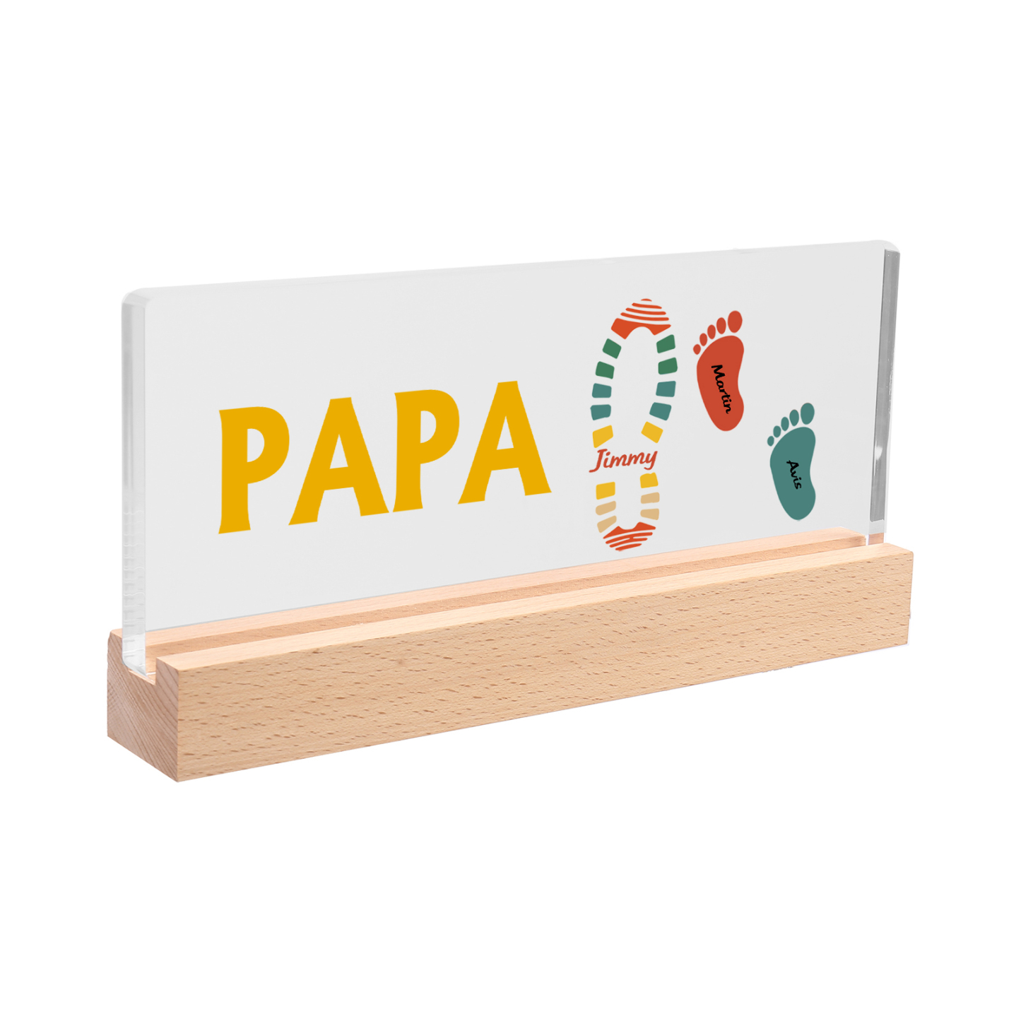 À mon Papa/Papi- Lampe de chevet LED Pieds Bébé 3 Prénoms Personnalisés avec Texte