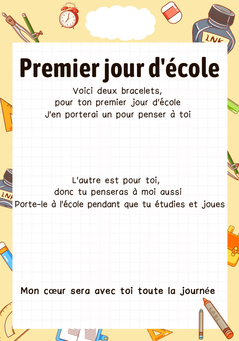 2PCS Bracelets Cœur 2 Prénoms Personnalisés Bracelet en Commun Cadeau Rentrée Scolaire｜Jessemade