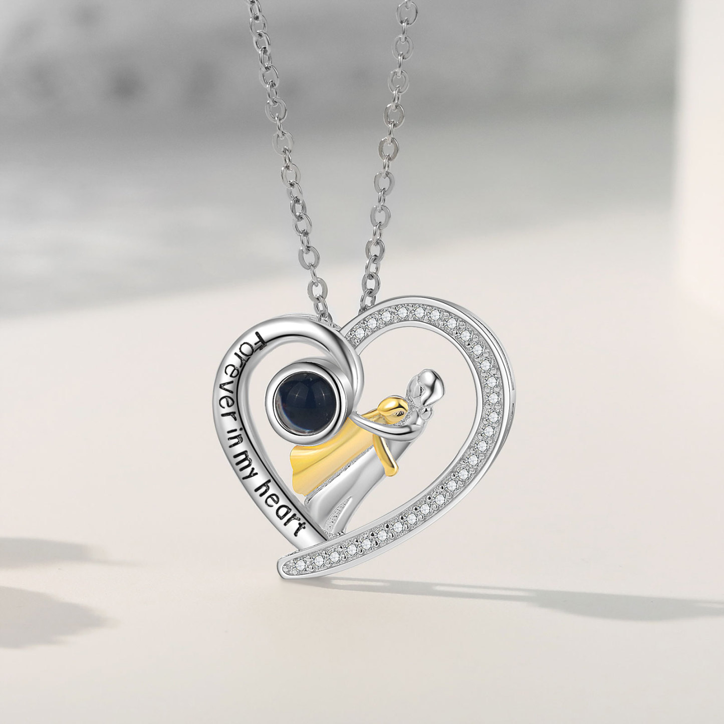 À ma Maman - Collier Maman et Fille Projection de Pierres 1 Photo Personnalisée Collier pour Femmes | Jessemade