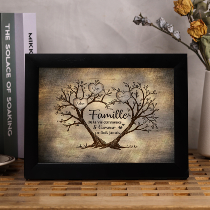 Cadre Photo LED Couple 3-6 Prénoms Personnalisés Arbre de vie
