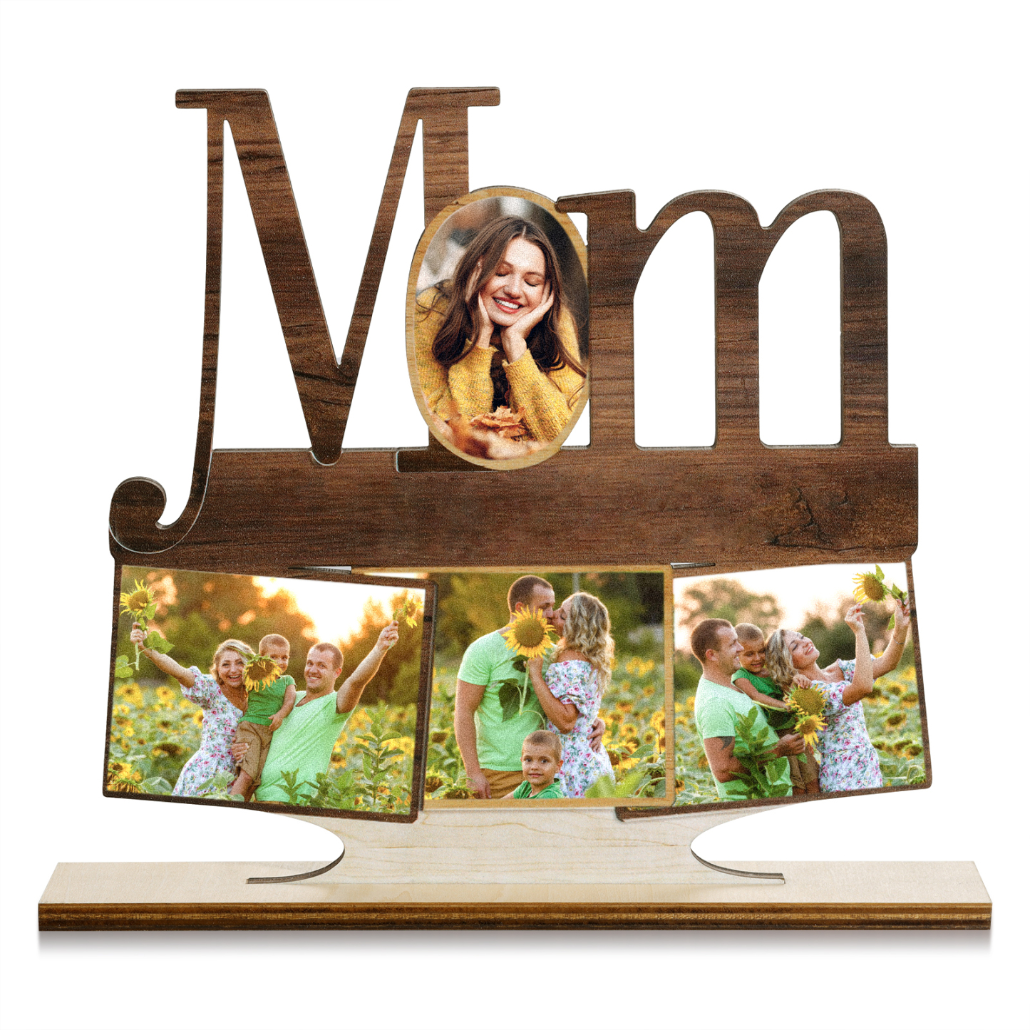 Décoration en bois 1 Texte et 4 Photos Personnalisés Ornement pour Maman