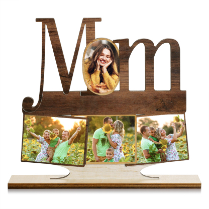 Décoration en bois 1 Texte et 4 Photos Personnalisés Ornement pour Maman