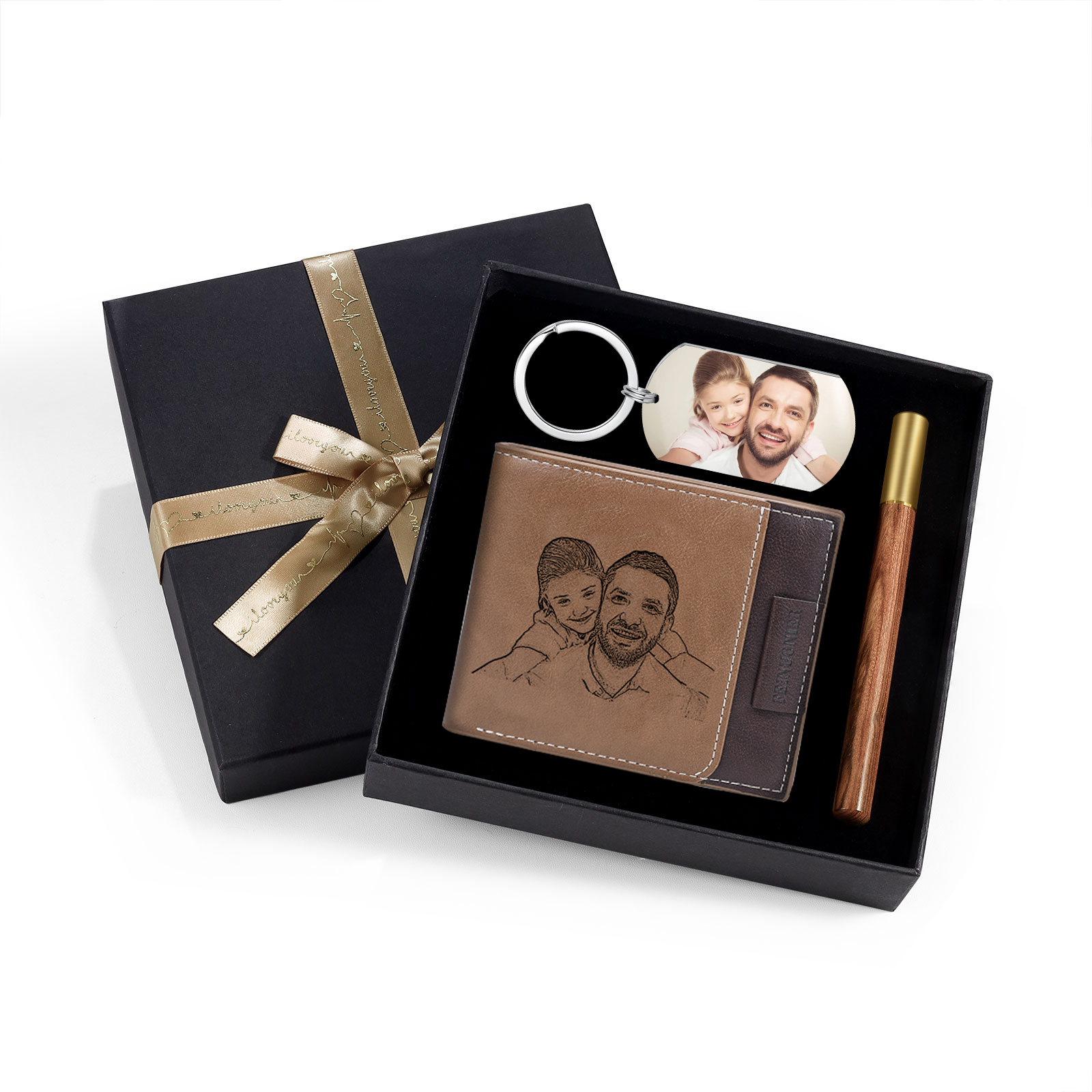 Porte-clés Personnalisé Avec Photo Et Texte Gravés - Acier Inoxydable, Design Recto Verso - Cadeau Unique Pour Homme, Petit Ami, Famille