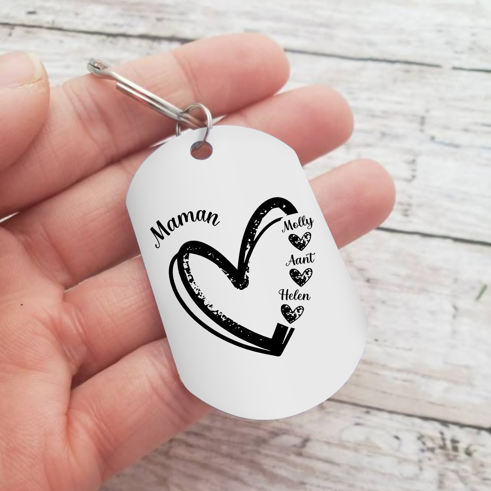 À Ma Maman - Porte-Clés Cœur 2-7 Noms Personnalisés