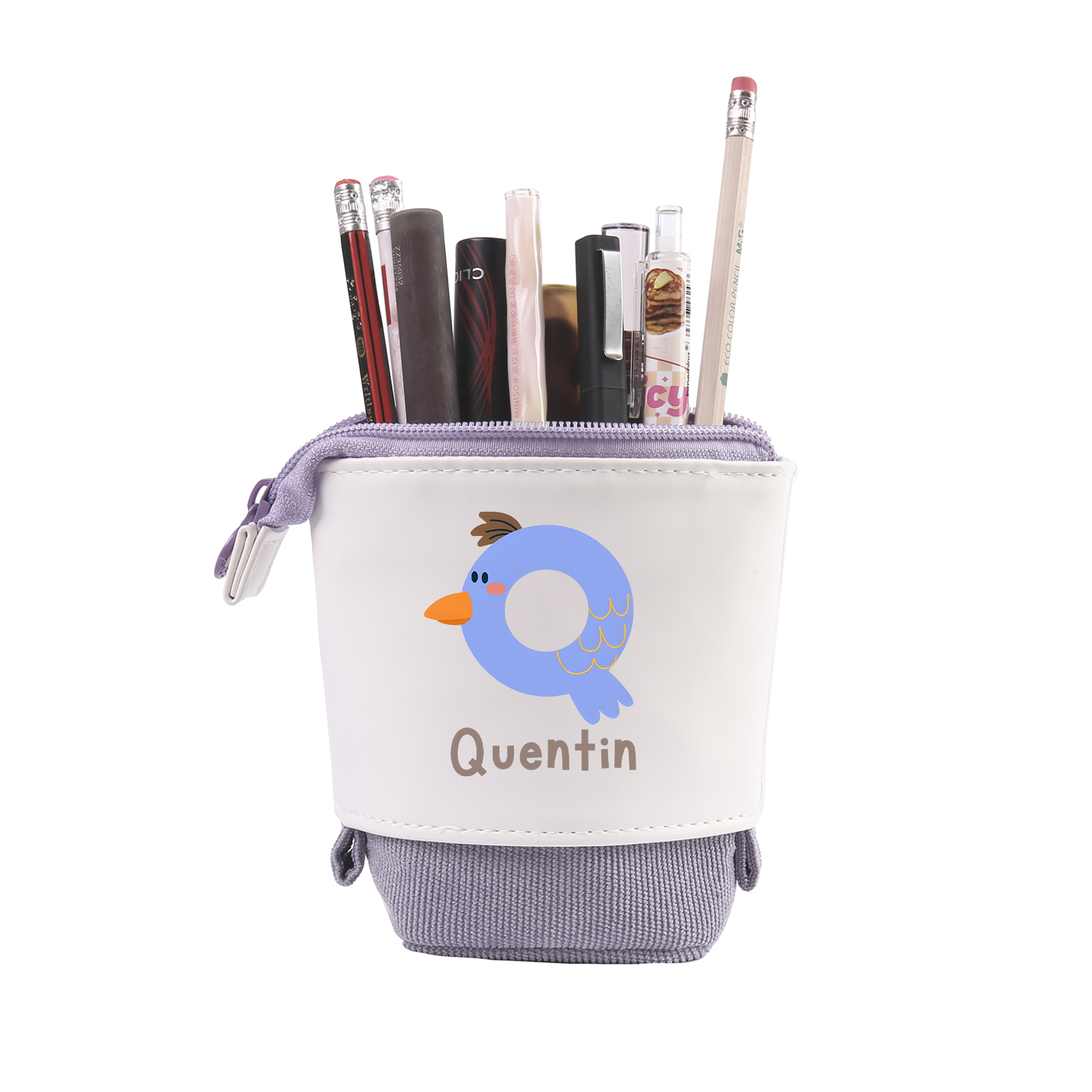 Trousse scolaire Étui à Crayons Animal Prénom et Lettre Personnalisés Pochette à Crayons Sac à Crayons