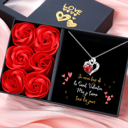 A ma fille-Collier coeur 1 Prénoms Personnalisés avec pierre de naissance