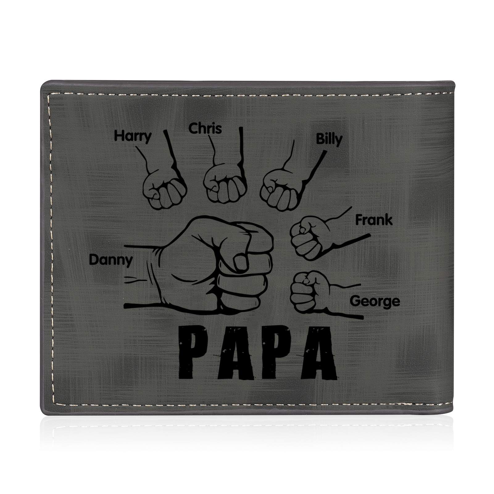 À mon Papa - Portefeuille Poings 6 Prénoms Personnalisés avec Photo Classique Homme Porte-Monnaie Carte