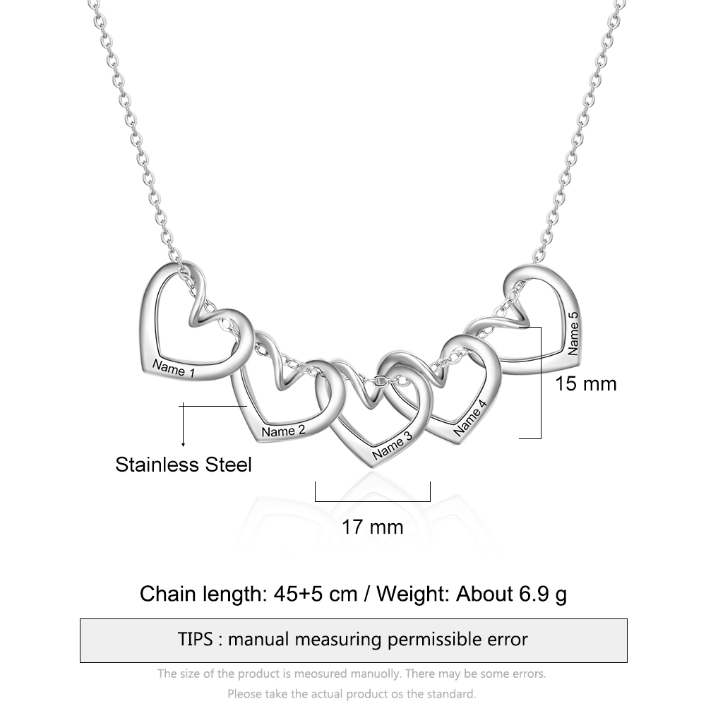 Collier Coeur pendentif 5 Prénom Personnalisé｜Jessemade