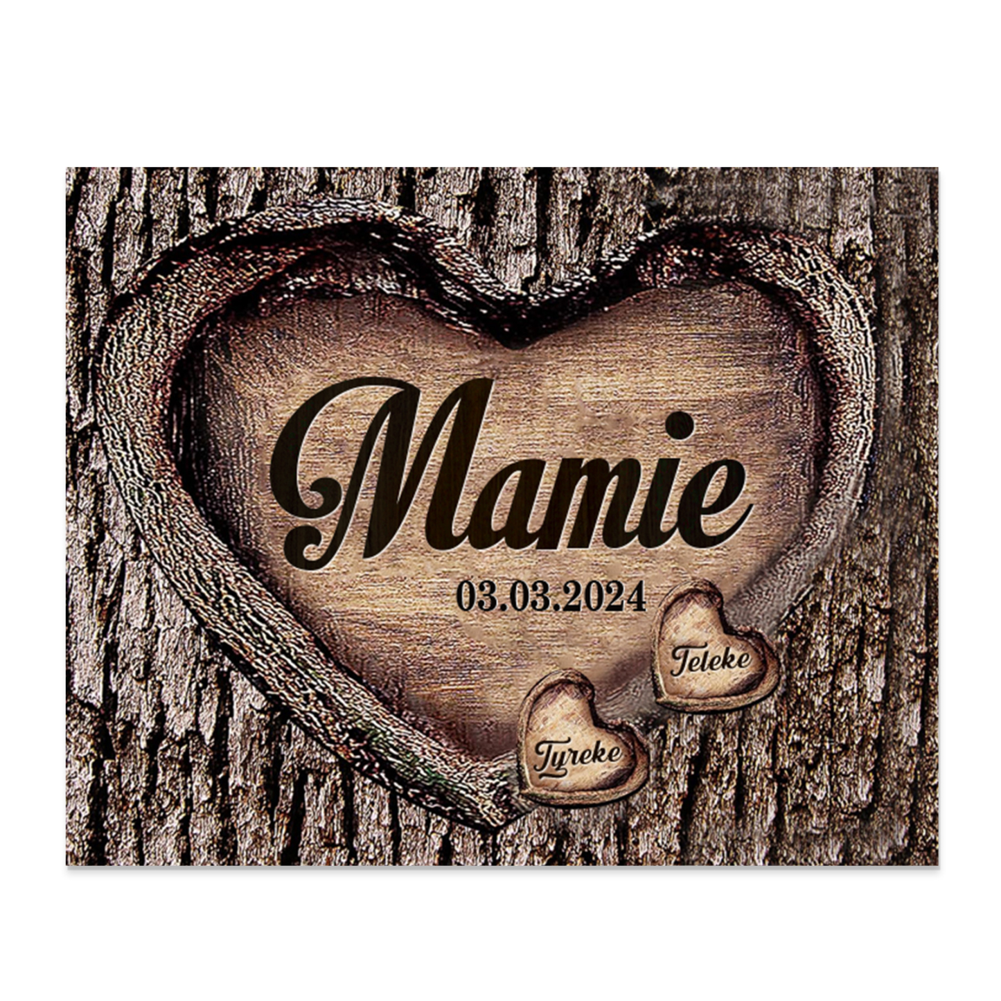 À Papi/Mamie - Cadre en Bois 2 Prénoms Personnalisés avec Texte et Date Cadeau pour Famille