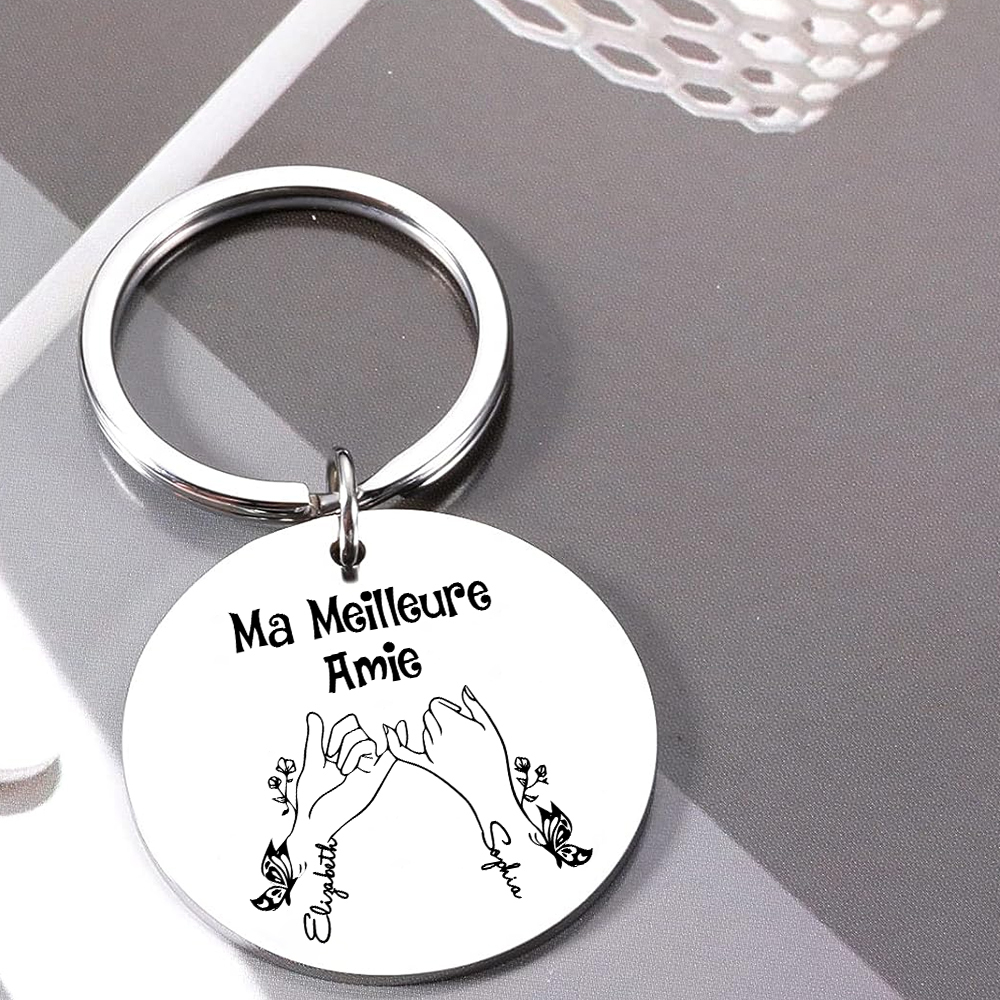 À Ma Meilleure Amie - Porte-Clés avec 2 Prénoms Personnalisés Porte-Clés Promesse du petit doigt
