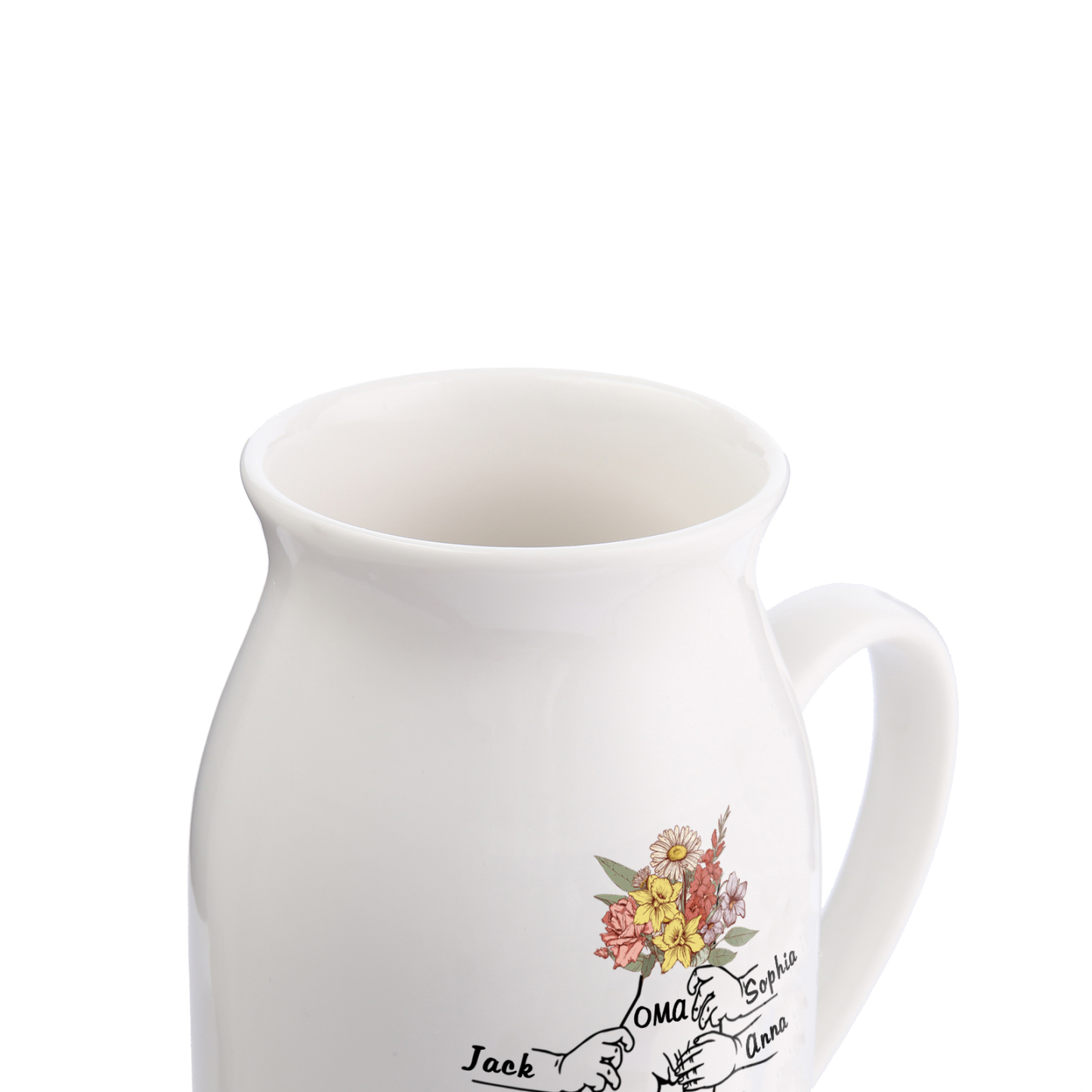 Vase à Fleurs la main dans la main 7 Prénoms Personnalisés avec Texte Décoration de la Maison