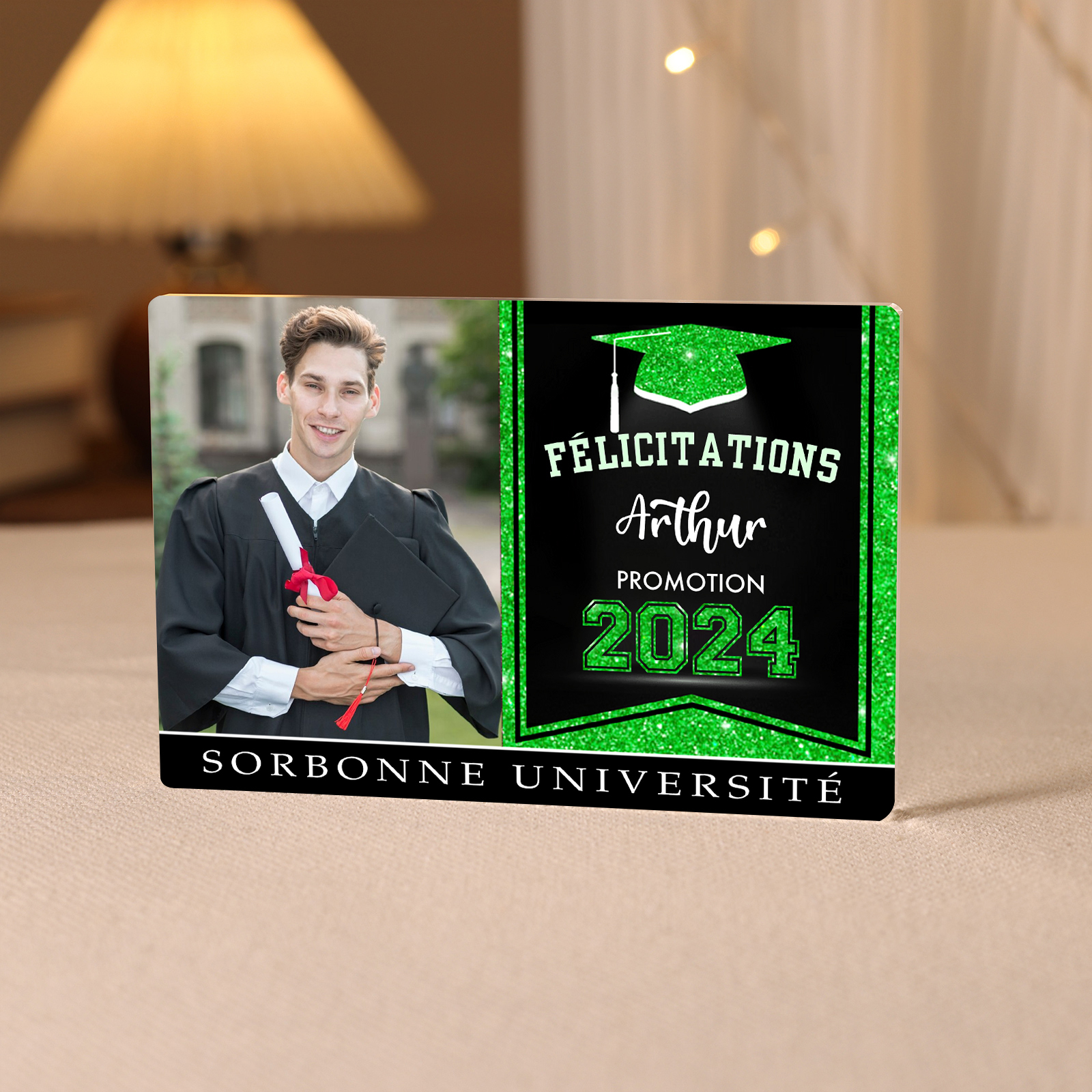 Plaque Acrylique Rectangle Diplômés Prénom et Photo Personnalisés avec Années et Texte Cadeau de Graduation