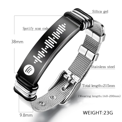 Bracelet De Code Spotify Personnalisée Scannable Plaque De Musique Bracelet Homme