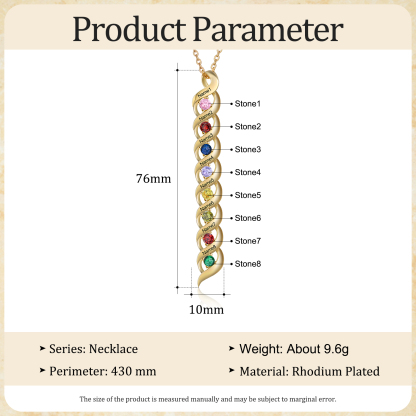 Collier Femme 8 Prénoms Personnalisés avec 8 Pierres de naissance