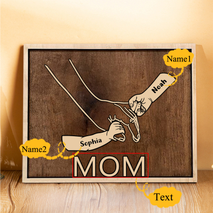 À Papi/Mamie- Cadre en Bois la Main dans la Main 2 Prénoms Personnalisés avec Texte Cadeau pour Famille | Jessemade