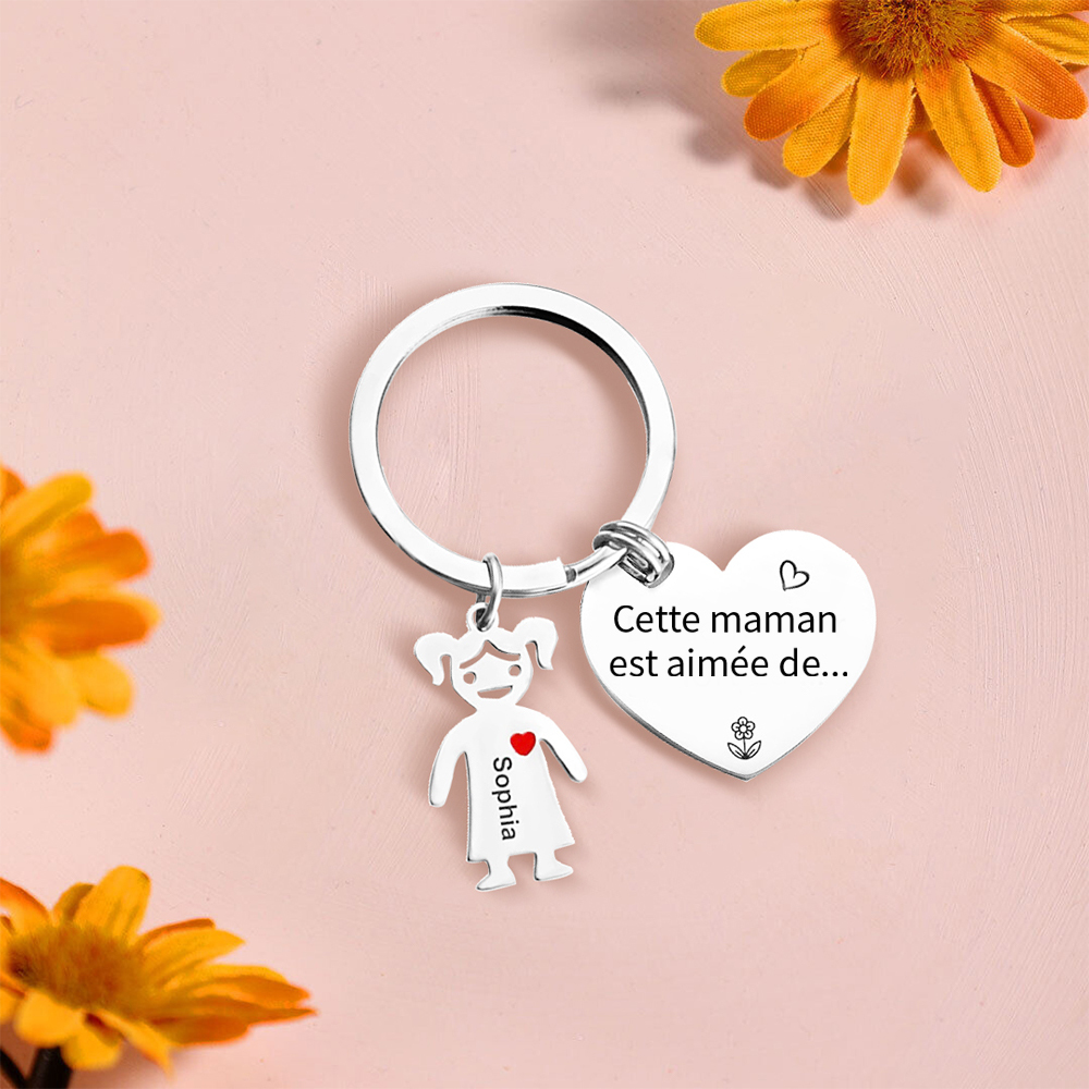 À Ma Maman - Porte-Clés 1 Prénom Personnalisé Avec Breloques Enfants
