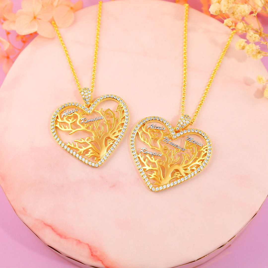 Collier Pendentif Arbre de vie Arbre généalogique 1 prénom