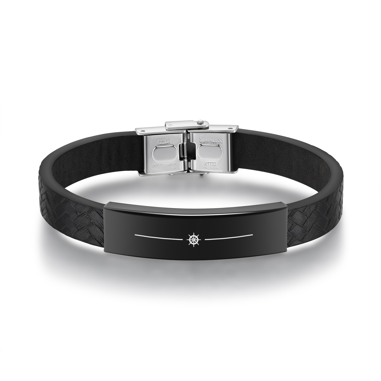 Bracelet Cuir 1 Prénom et Date Personnalisés pour Homme
