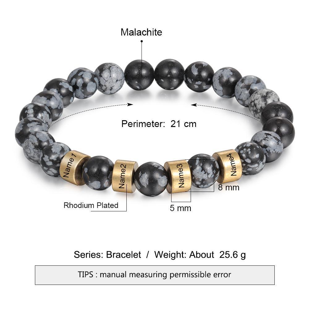 Bracelet 4 Prénom Personnalisé Labradorite Gris Bracelet Homme