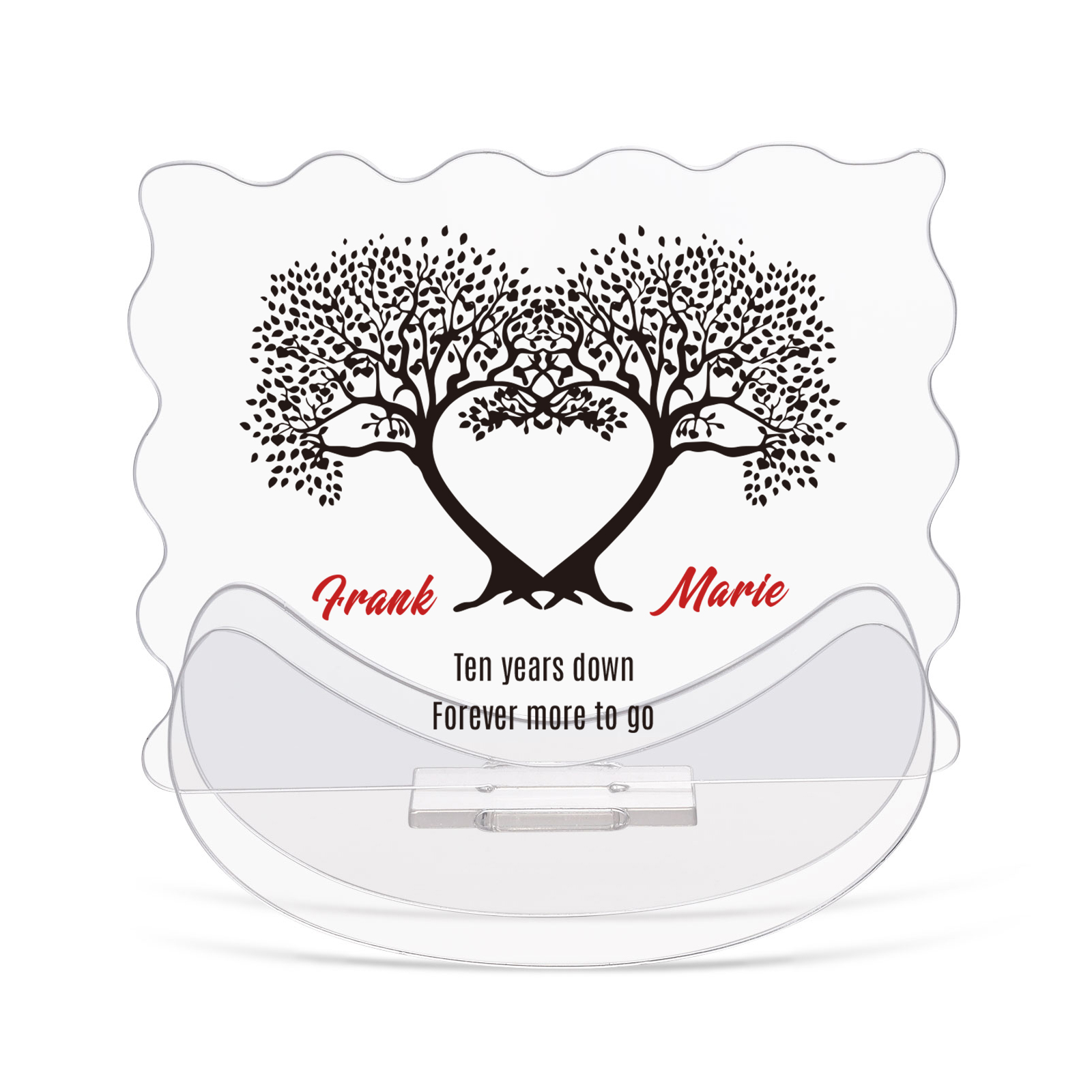 Ornements Panneau Acrylique 2 Prénoms et 1 Texte Personnalisés pour Couple