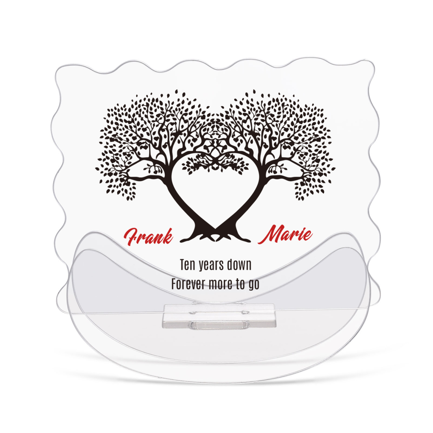 Ornements Panneau Acrylique 2 Prénoms et 1 Texte Personnalisés pour Couple