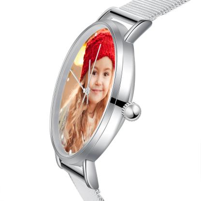 Montre Personnalisée Photo avec Gravure du prénom ou Message Bracelet pour Femme