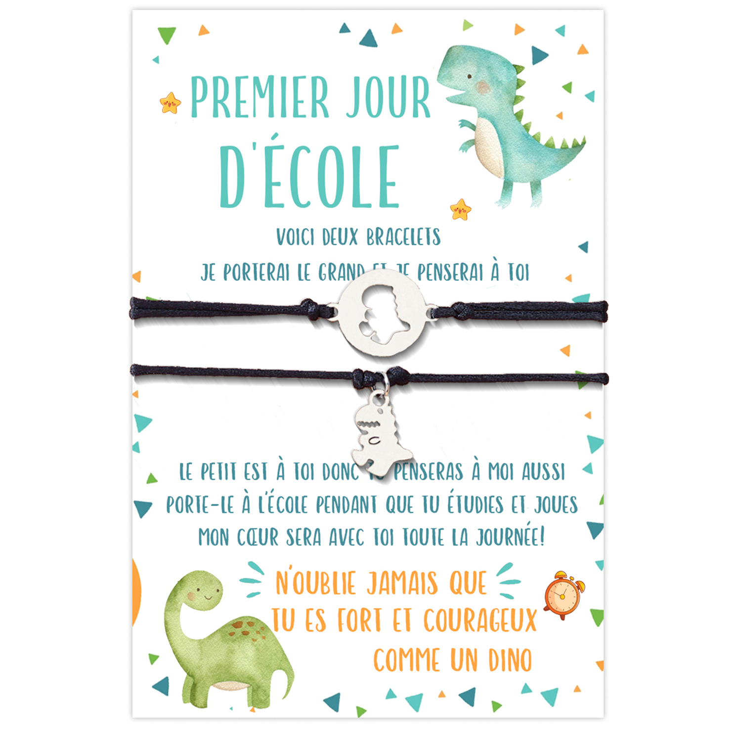 À mon Fils- 2PCS Bracelet en Commun Dinosaure Cadeau Rentrée Scolaire｜