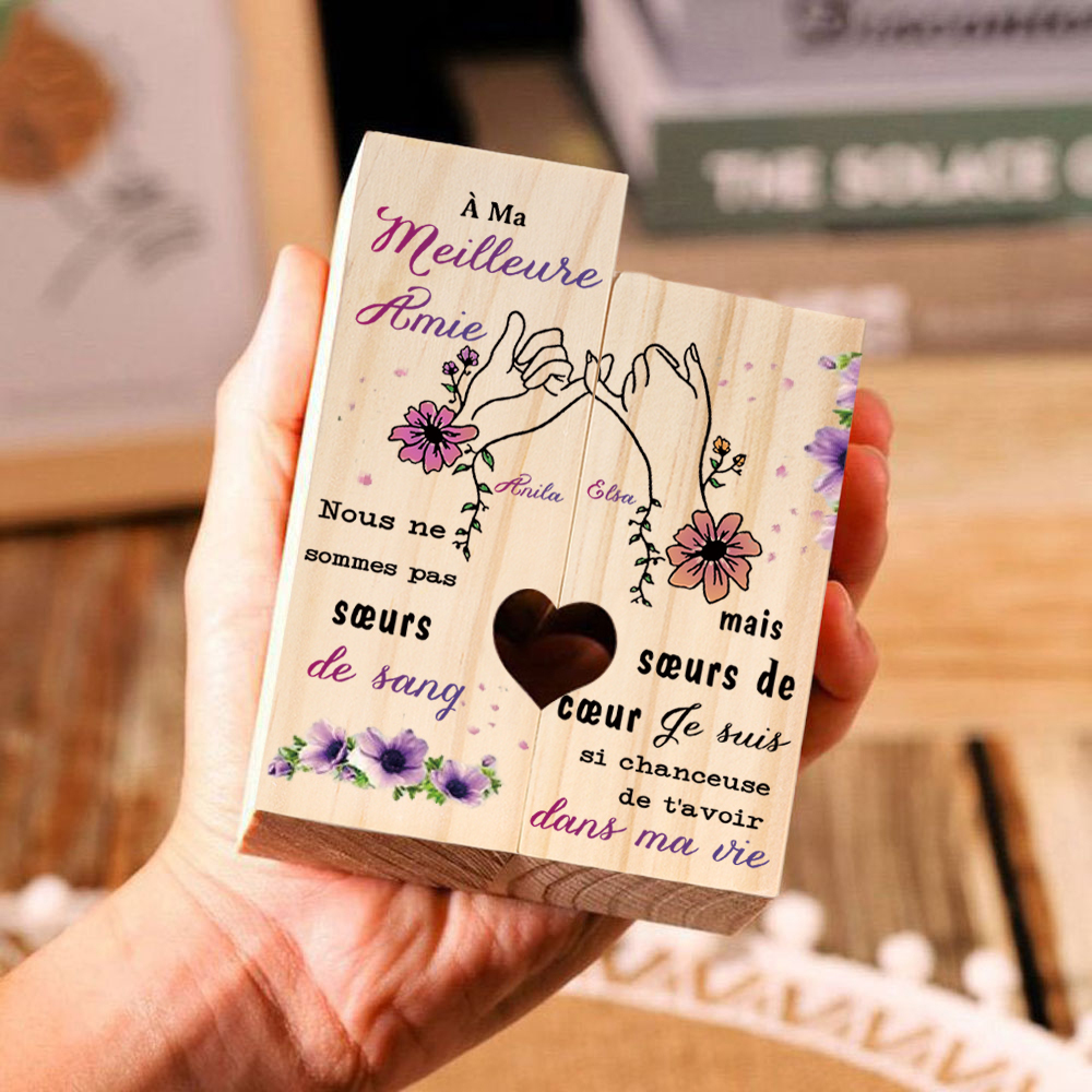 À Ma Meilleure Amie - Bougeoir en Bois sans bougie 2 Prénoms Personnalisés