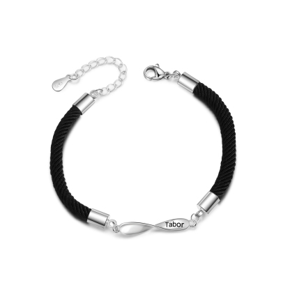 2PCS Bracelet Roped 2 Prénoms Personnalisés pour Couple cadeau Saint Valentin