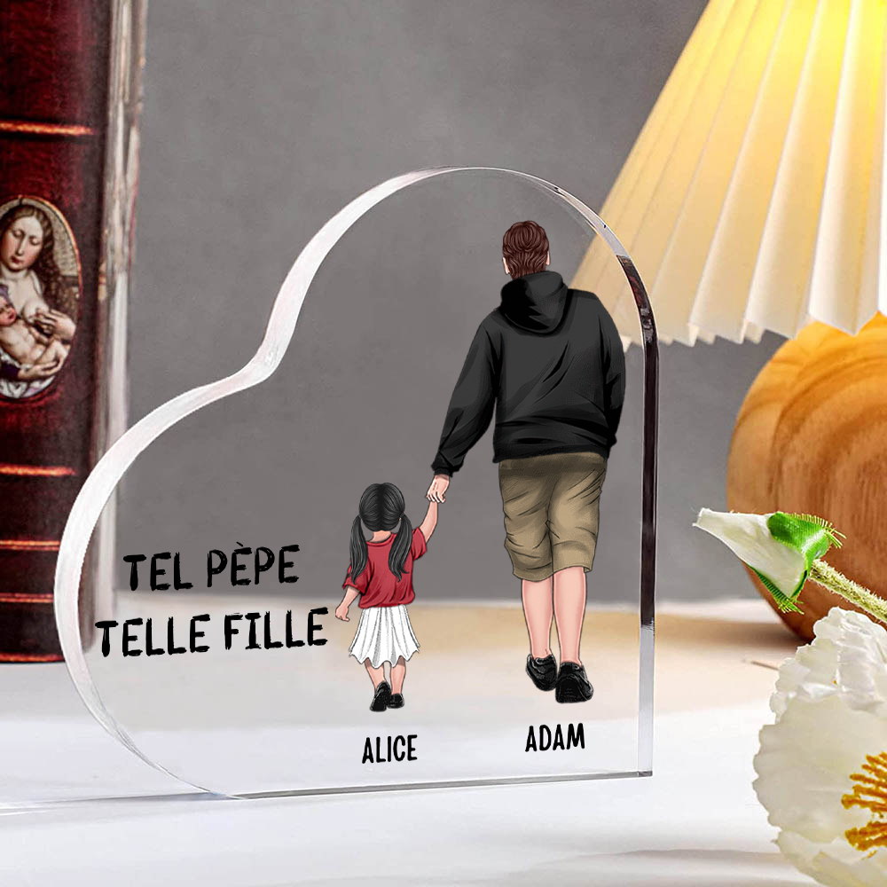 Plaque Acrylique 2 Prénoms Personnalisés pour Papa et Fille | Cadeau Fête des Pères | Jessemade