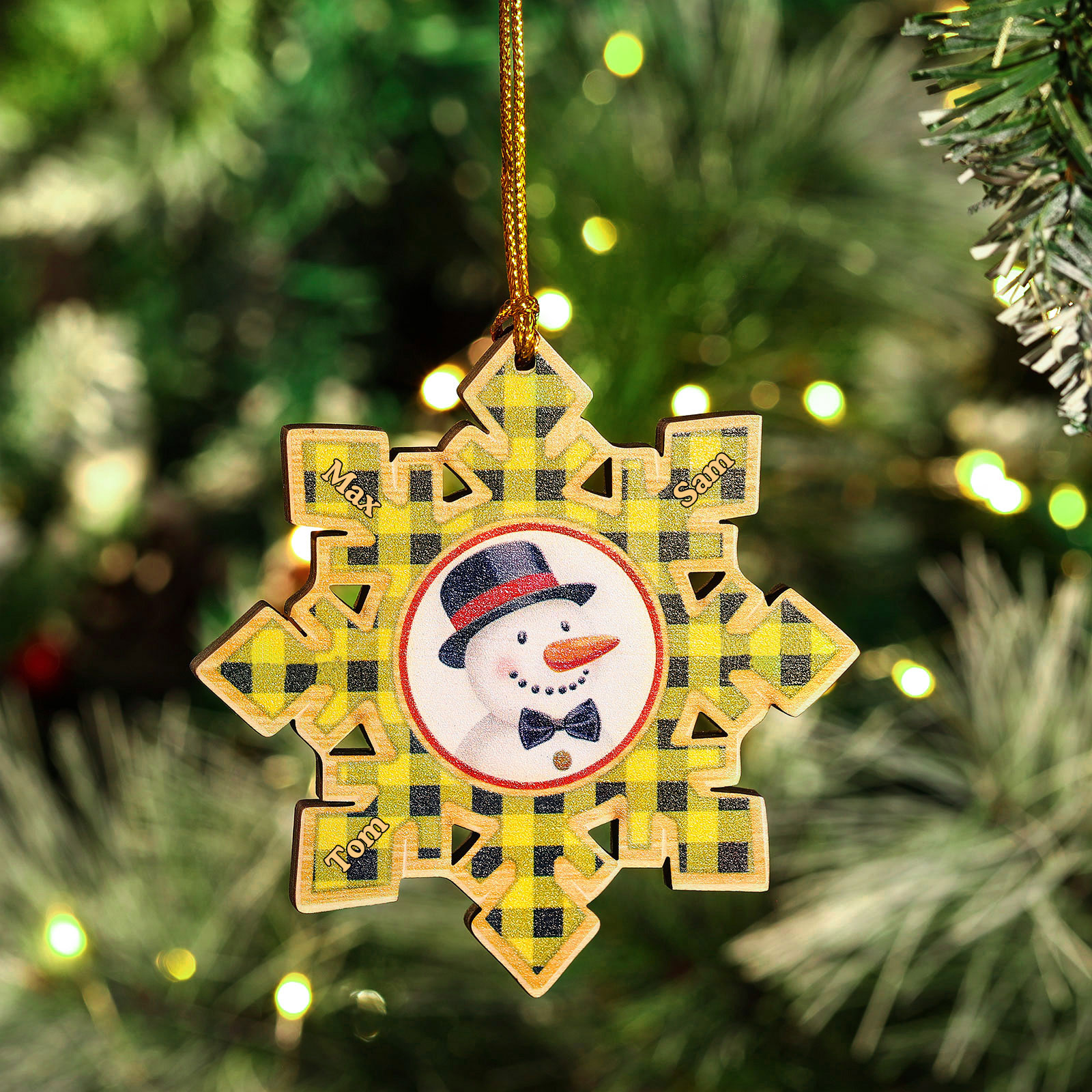 2-6 Noms Décoration Sapin Noël Personnalisés Flocon de neige en Bois Cadeau pour Famille | Jessemade
