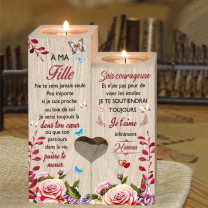 À ma Fille - Bougeoir en Bois sans bougie Cadeau de Maman pour Fille