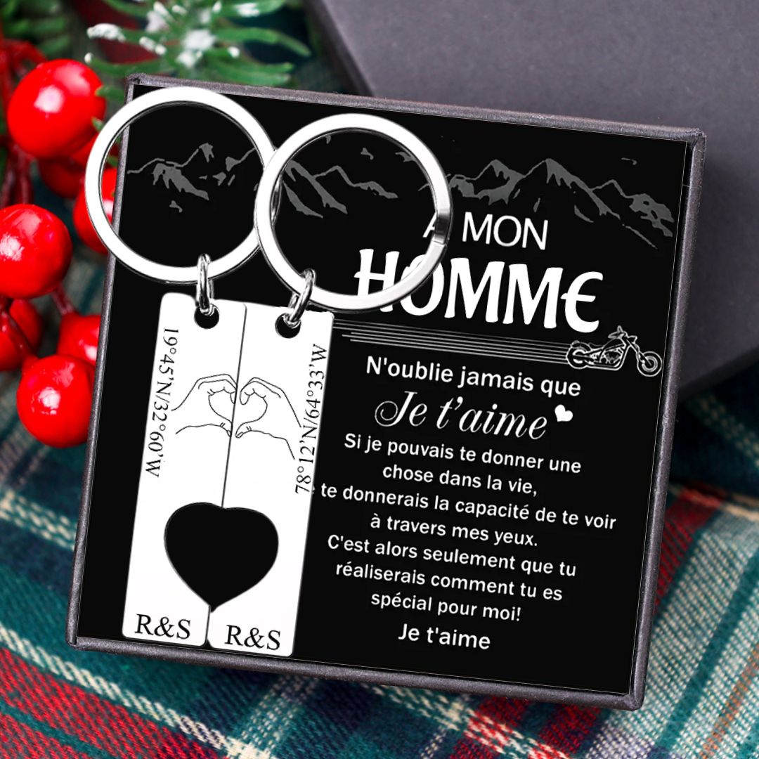 Jessemade FR Porte-Clés la main dans la main 2 Lettres Personnalisés avec Texte