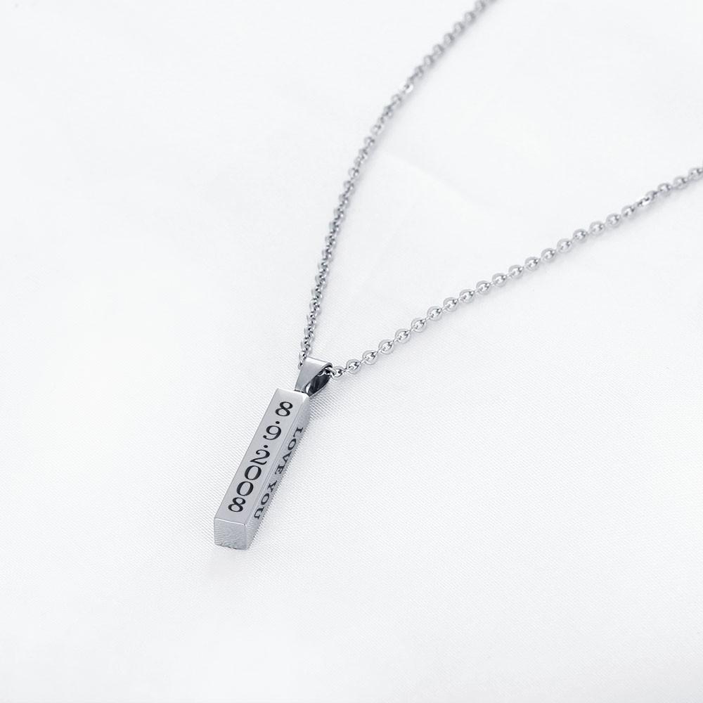 Collier de barre verticale Collier Personnalisé à 4 Côtés pour Homme｜Jessemade