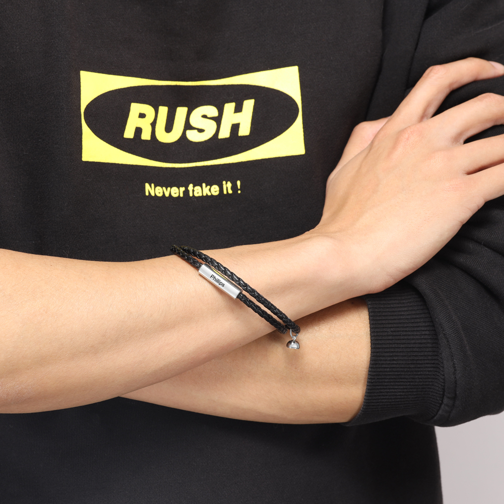 2PCS Bracelets en commun 2 Prénoms Personnalisés avec date Noeud Coulissant｜Jessemade