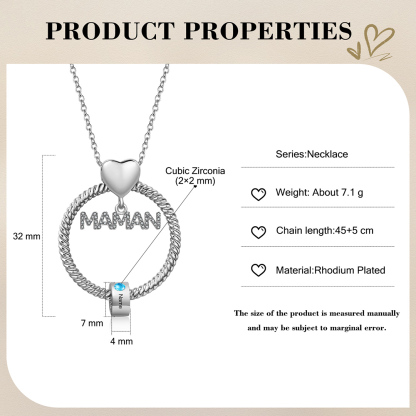 À ma Maman - Collier Pendentif 1 Prénom Personnalisé avec Pierre de naissance