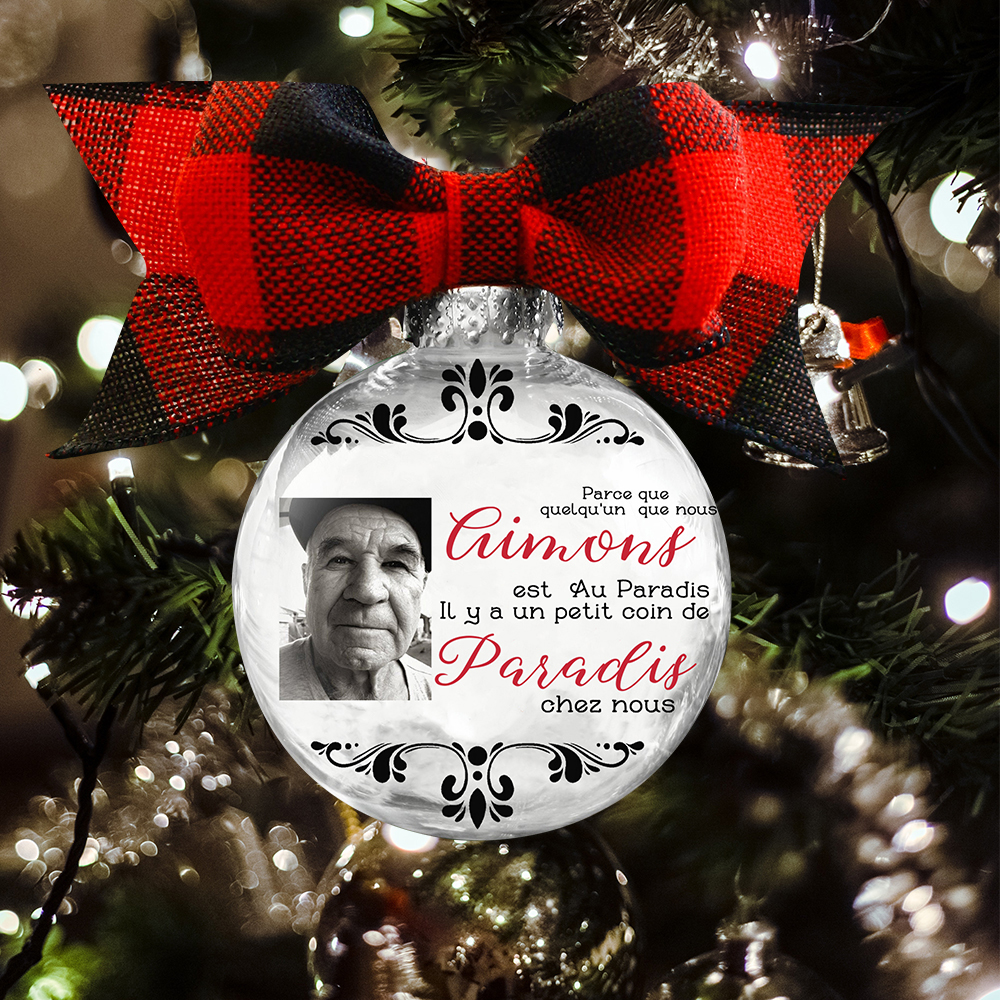 Boule transparente de plumes Ornements Photo Personnalisé boule de noë