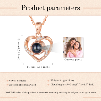 Collier Cœur Projection de Pierres 1 Photo Personnalisée Collier pour Femmes | Jessemade