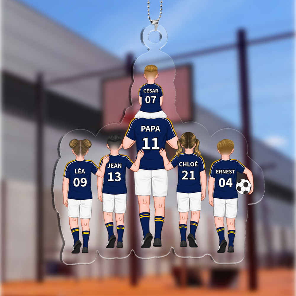 Porte-Clés de Football en Acrylique avec 2-9 Prénoms Personnalisés cadeau anniversaire homme | Jessemade