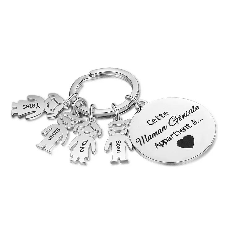 À ma Maman - 1-5 Noms Porte-Clés Personnalisés avec Texte Porte-Clés Breloques Enfants